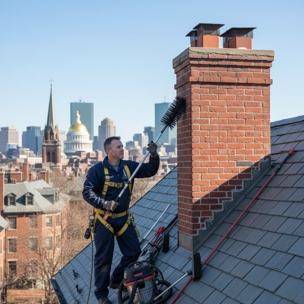 Smart Flue Chimney Sweep team working on chimney